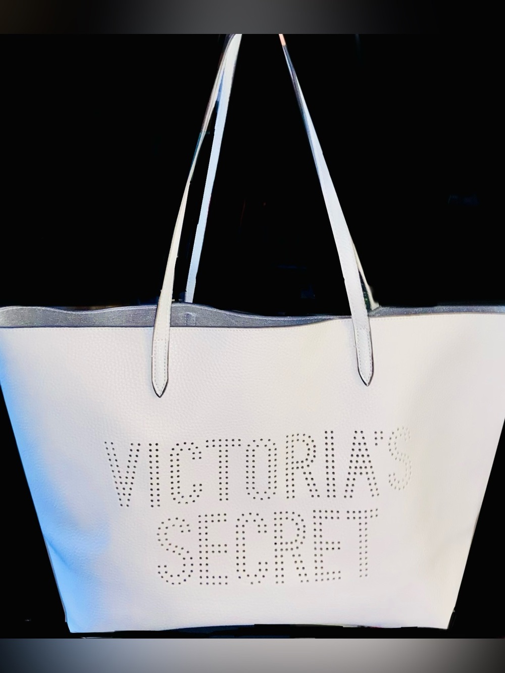 Victoria's Secret White Perforated Logo Tote Bag